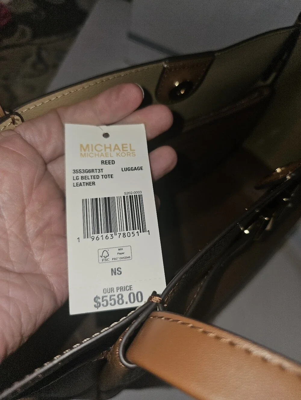 NEW Michael Kors Reed Large Tote Bag Tan/Gold